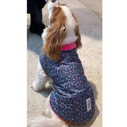 Floral quilted waterproof Dogcoat - w/ pink lining
