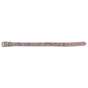 Dog collar - Soft Pink leather with multi coloured Swarovski crystals | 1.3cm wide - SIZE: 10" & 13"