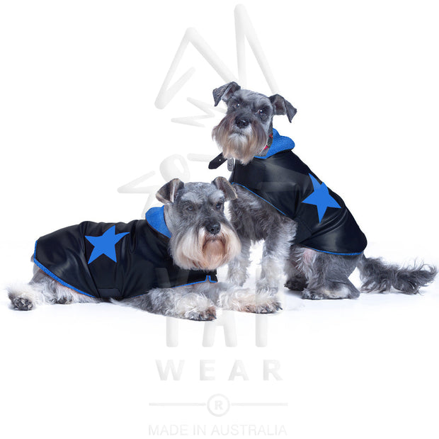 Pooch-Star Dogcoat - with coloured lining & matching coloured holographic stars - Yap Wear Store Albert Park | Pet Boutique