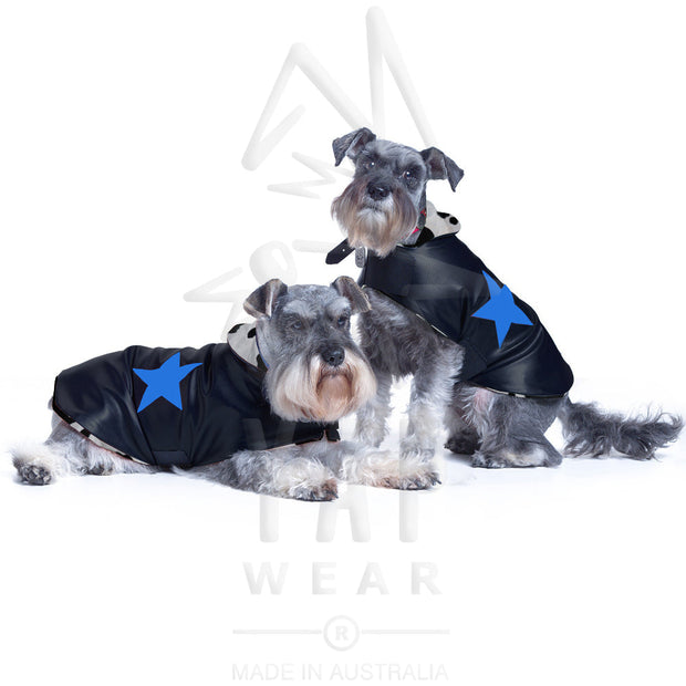 Pooch-Star Dogcoat: - waterproof w/ animal print lining & coloured holographic stars - Yap Wear Store Albert Park | Pet Boutique