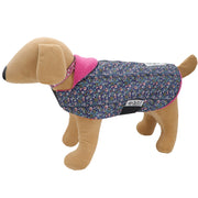 Floral quilted waterproof Dogcoat - w/ pink lining