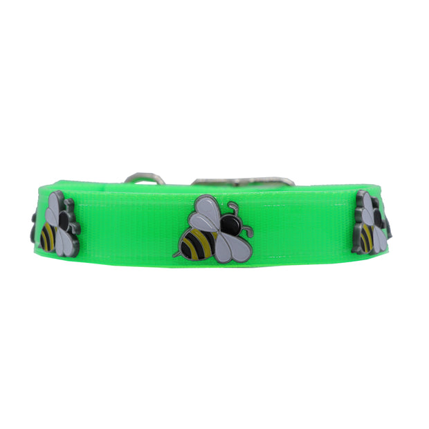 Lime Hydro waterproof dog collar with Bees | SIZES: X-SMALL, X-LARGE