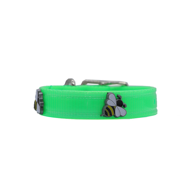 Lime Hydro waterproof dog collar with Bees | SIZES: X-SMALL, X-LARGE