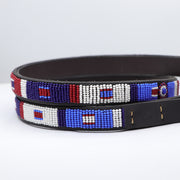 Leather Dog Leash - Handrafted in Africa - Blue, red, white