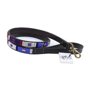 Leather Dog Leash - Handrafted in Africa - Blue, red, white