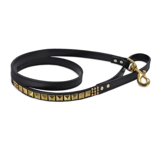 Luxury dog leash - studded brass design