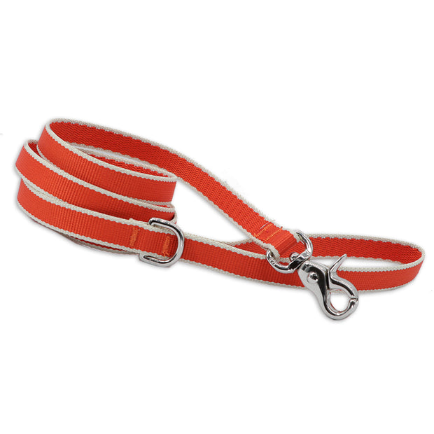 Woven dog Leash - Orange / Natural 15mm wide