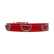 Red Hydro waterproof collar with Watermelons - Yap Wear Store Albert Park | Pet Boutique