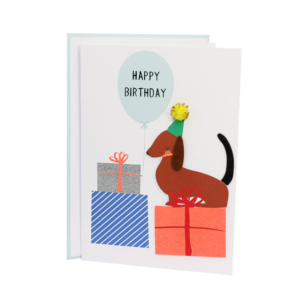 Happy Birthday card - Dachshund with gifts - Yap Wear Store Albert Park | Pet Boutique