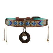 Leather beaded dog collar: gold & jade - Yap Wear Store Albert Park | Pet Boutique