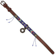 Leather dog collar: - Blue & jade beaded - Yap Wear Store Albert Park | Pet Boutique