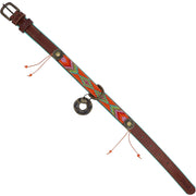 Leather dog collar - Orange, green & gold beaded - Yap Wear Store Albert Park | Pet Boutique