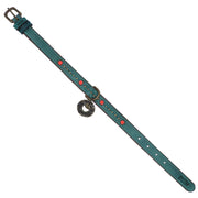 Leather dog collar: jade w/ decorative stitching - Yap Wear Store Albert Park | Pet Boutique