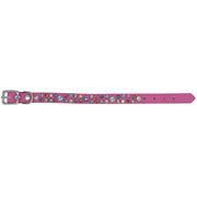 Dog collar - Hot Pink leather with coloured Swarovski crystals |1.3cm wide - SIZE 10"