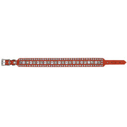 Dog collar - Orange leather w/ Swarovski crystals & silver studs, SIZE: 14"