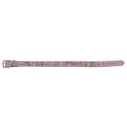 Dog collar - Soft Pink leather with multi coloured Swarovski crystals - SIZE: 10"