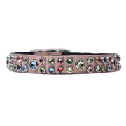 Dog collar - Soft Pink leather with multi coloured Swarovski crystals - SIZE: 10"