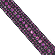 Dog Collar - Black leather with Pink Swarovski crystals - SIZE 14"