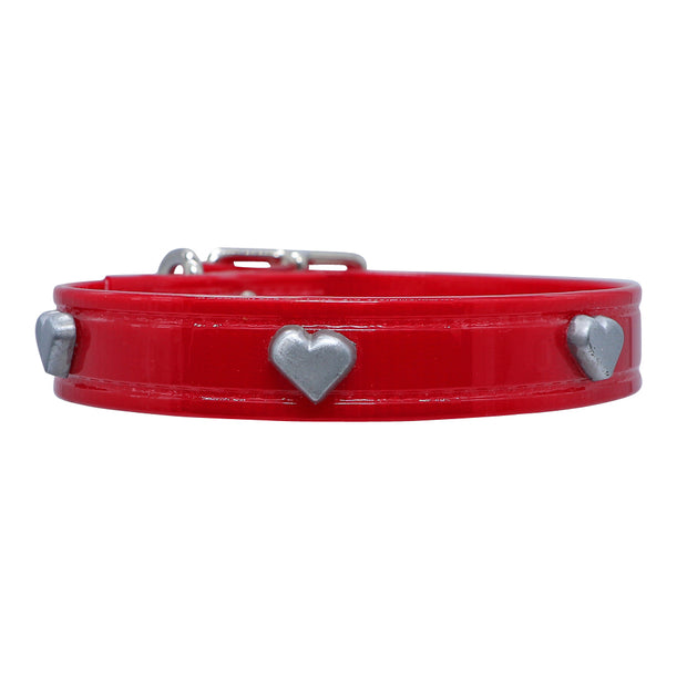 Red Hydro waterproof collar with Hearts - Yap Wear Store Albert Park | Pet Boutique