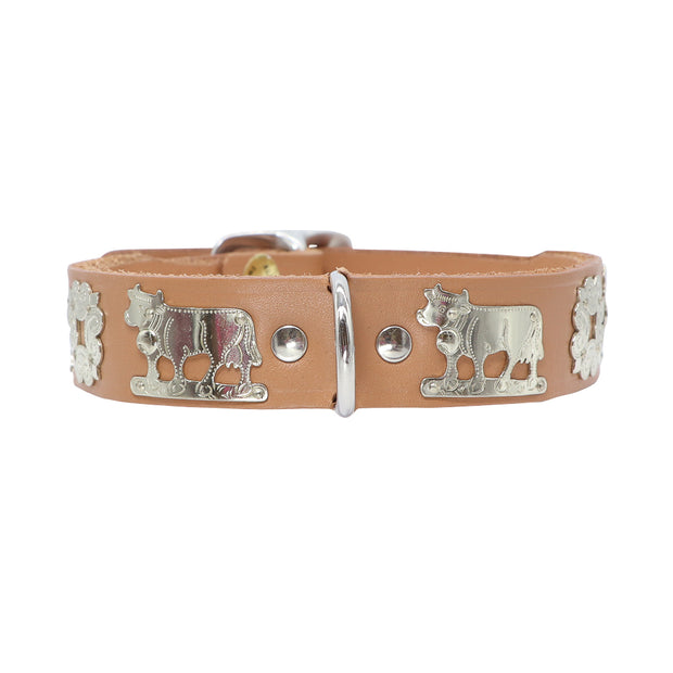 Swiss leather dog collar LARGE - Handmade in Switzerland