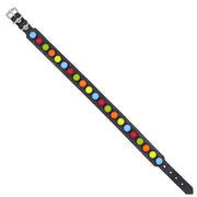 Dog Collar - Black with coloured glass cabochons - SIZE: 15"