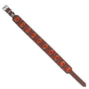Dog Collar - Orange Swarovski crystals & glass cabochons on tan leather - SIZE 14" ONLY