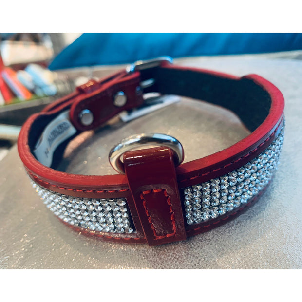 Dog Collar - Red with Swarovski crystal band