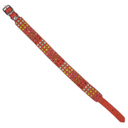 Dog Collar - Orange leather with tonal Swarovski crystals: triple row - SIZE 14"