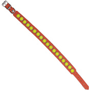 Dog Collar - Yellow glass stones on orange leather - SIZE: 14"