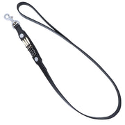 Leather dog leash  with beaded motif - Black Cream