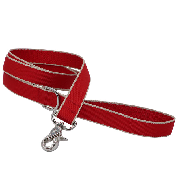 Woven dog Leash -  Red / Natural 25mm wide