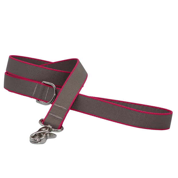 Woven dog Leash - Grey / Pink 25mm wide