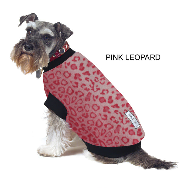 Dog Skivvy - Pink Leopard fleece: made in Australia