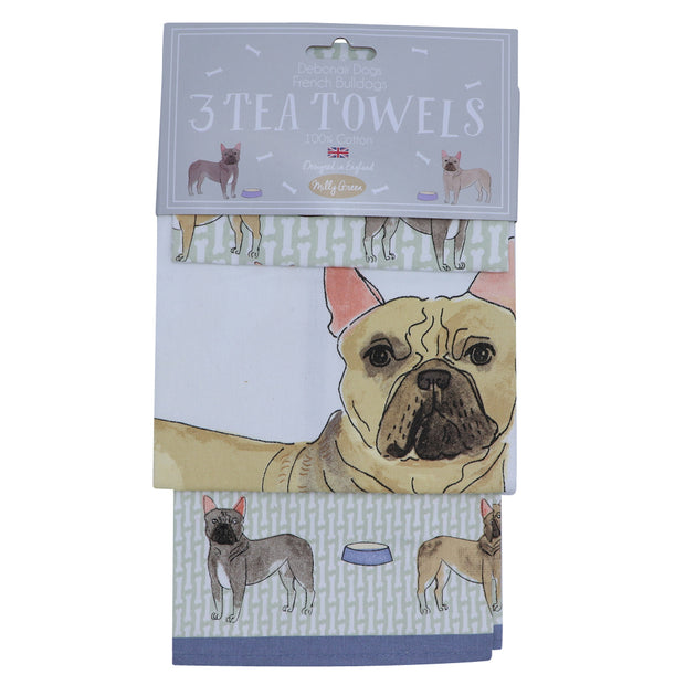 Frenchies - Set of 3 Tea towels - Yap Wear Store Albert Park | Pet Boutique