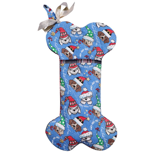 XMAS Doggie Bone Stocking - Blue - Yap Wear Store Albert Park | Pet Boutique