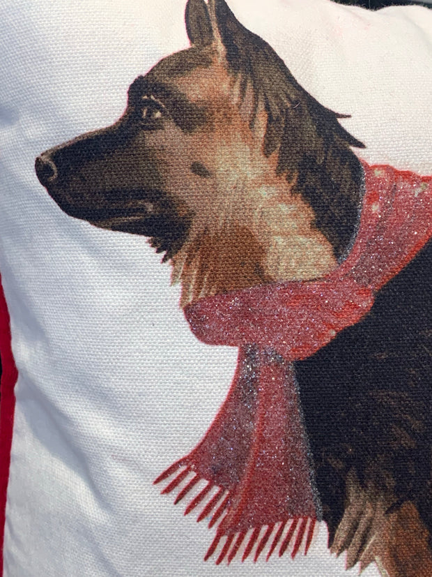 German Shepherd Christmas Cushion